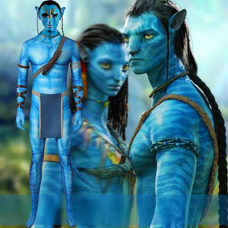 

In Stock Avatar Jake Sully Cosplay Jumpsuit Leotard Tights Halloween Christmas Party Costume Clothes Stage Performance Role Play