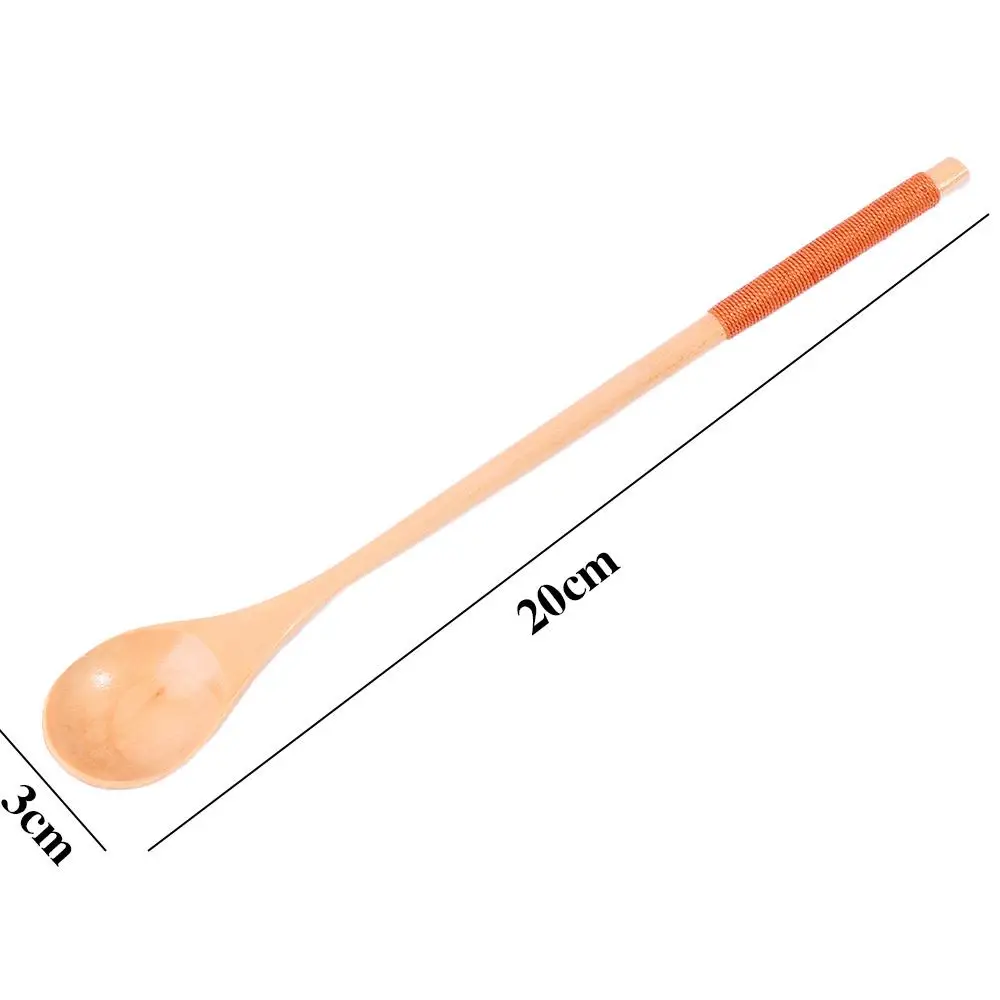 Description Picture 4 of itemCooking Durable Flatware Teaspoon Kitchen Long Handle Coffee Spoon Soup Spoon Spoons Wooden Spoon