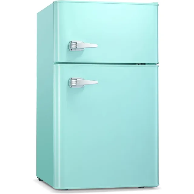 Antarctic Star Compact Mini Refrigerator Separate Freezer, Small Fridge Double 2-Door Adjustable Removable Retro 3.2 cu ft.Green 1