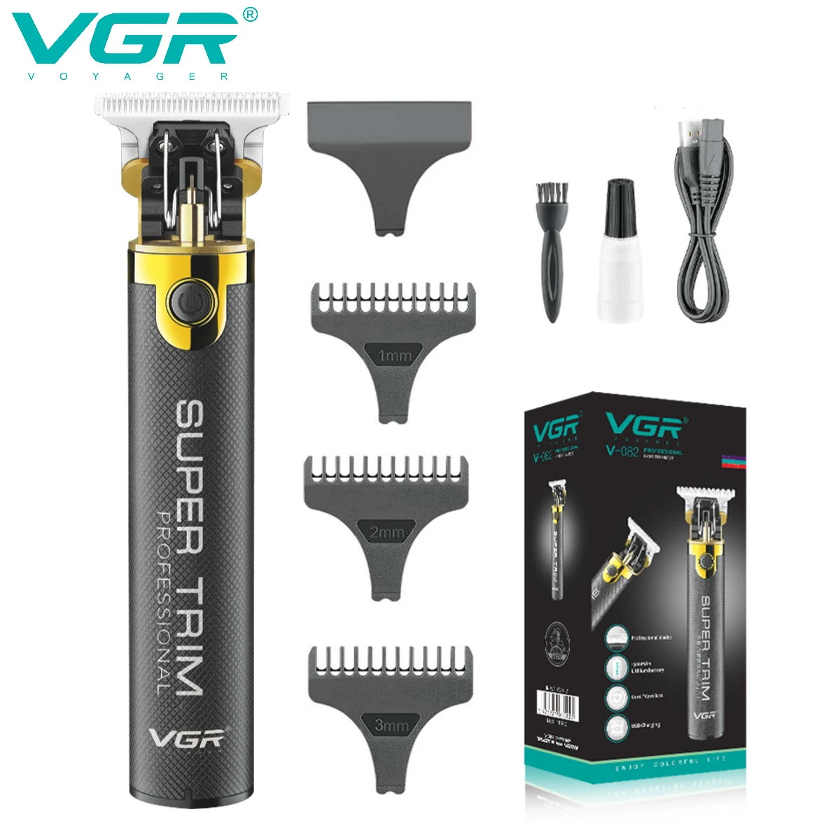 VGR Professional Hair Clipper T9 Hair Cutting Machine Cordless Haircut