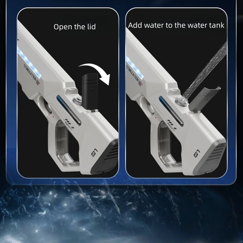 전동 물총 자동 흡수 장거리 발사 LED 라이트 물총 장난감 어린이 수영장 정원 스트레스 해소 게임