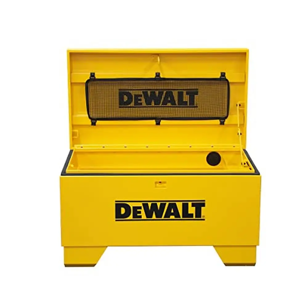 32" Steel Jobsite Box with Lid Support Weather Resistance Security Locks and Forklift Rails Durable and Convenient Storage 2