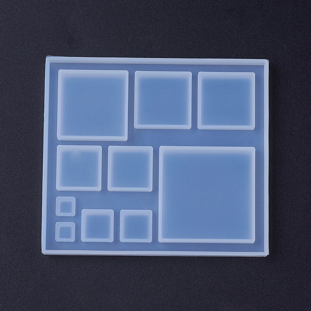 실리콘 금형 에폭시 송진 주조 금형, UV 송진 DIY 보석 공예 제작, 사각형 흰색 87x77x6.5mm, 내부 크기: 5 35mm, 1 개