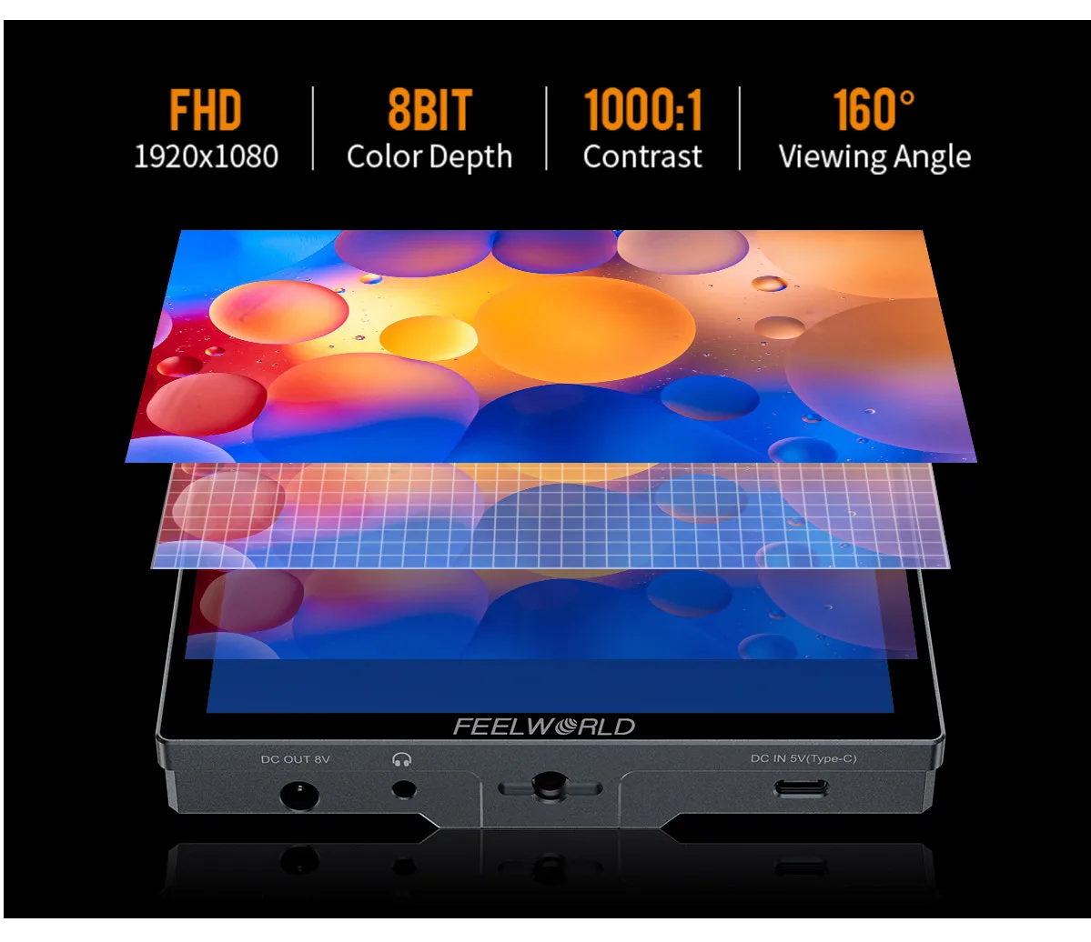 P6X 5.5" Camera Field Monitor 3D LUT HDR IPS Panel TouchScreen Display 4K HDMI-C