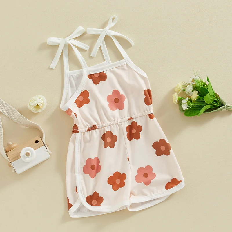 

Kids Toddler Baby Girl Summer Clothes Boho Floral Halter Jumpsuit Romper Sleeveless Tie-Up Strap Sling Playsuit 0-2T