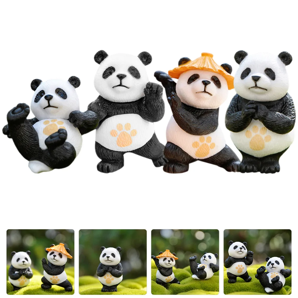 Gadpiparty Mini Panda Figurine Cute Panda Doll Kung Fu Pvc Panda Statue Fairy Garden Animals Vasi Per Piante Bonsai Craft Cake Topper