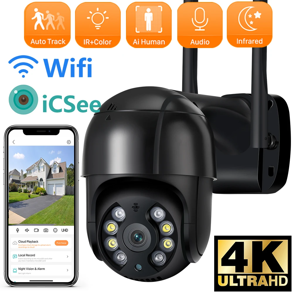 Panepo 8Mp 4K Ip Camera 4Mp Speed Dome Auto Tracking Telecamera Ptz Smart Home Outdoor Wireless Wifi Camera Monitor Di Sorveglianza