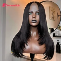 Wear and Go-Perruques de cheveux en couches sans colle, perruque de fermeture en dentelle 6x6, dentelle prédécoupée sans colle, cheveux humains mélangés, délié naturel, 30 po 4