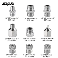 SAUGD 9PCS/Set Airbrush Adaptor Fitting Accessories Replacement Kit Coupling Connector Tool For Compressor and Air Brush Hose 2