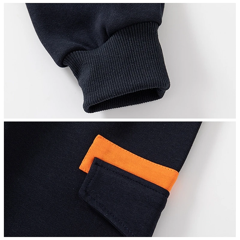 XUANMU Boy Embroidered Cartoon Fleece-Lined Casual Pants Fall Winter Kids Fashion Elastic Waist Cuffed Sports Trousers XB084_viptrois.com
