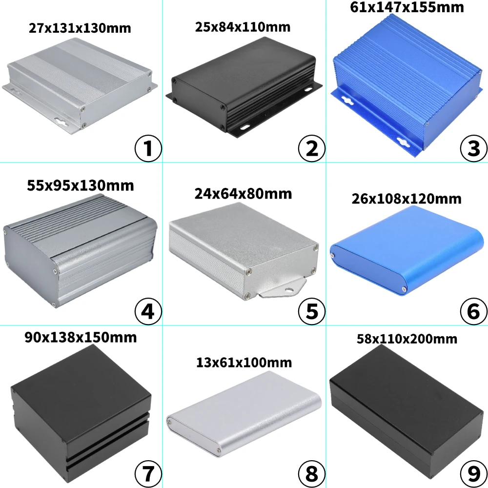 thumbnail image 1 of Caja de conexiones de metal de 117 tamaños, carcasa de aluminio resistente al agua, carcasa para amplificador de proyectos de instrumentos de PCB, carcasa electrónica, 1 of 5