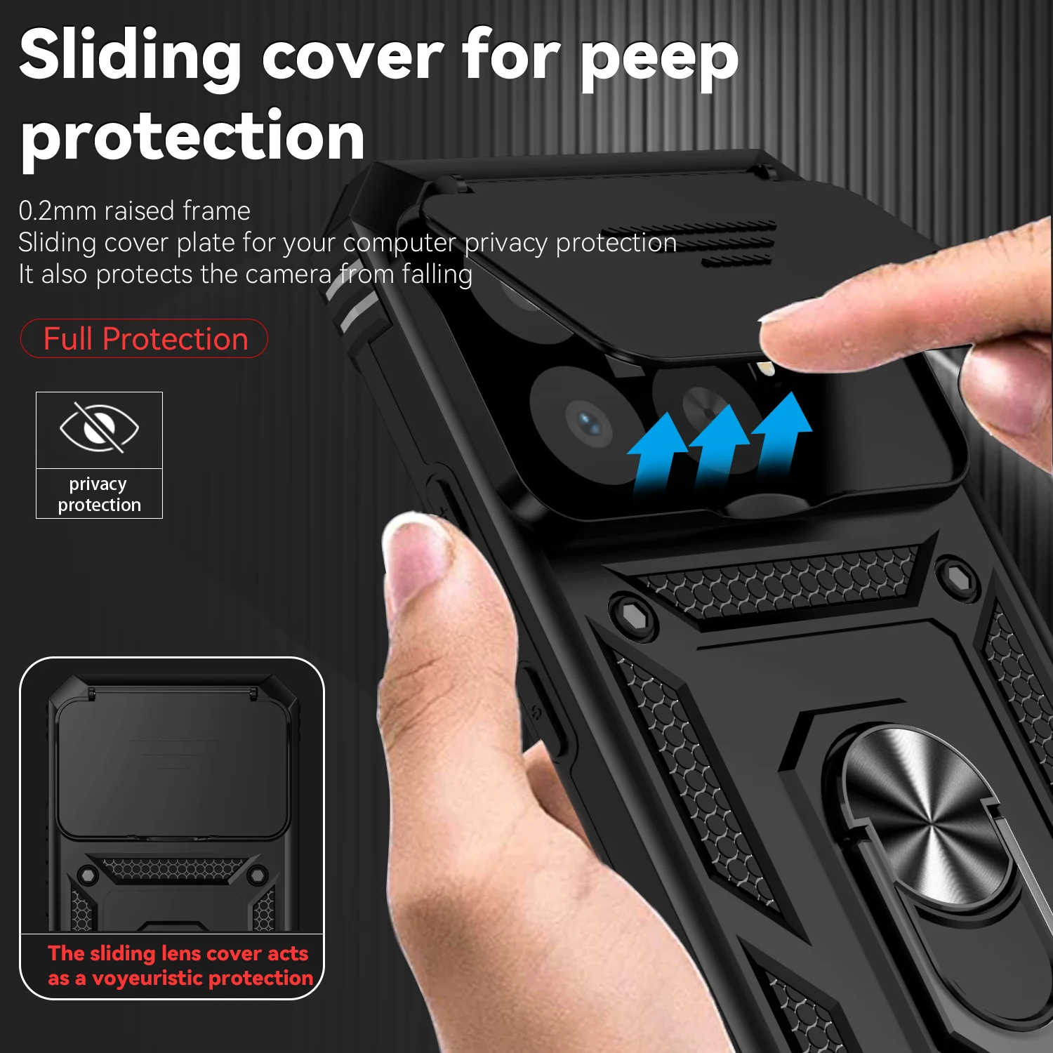 Rotating Slide Camera Lens Military Grade Armor Case - Protective Cover