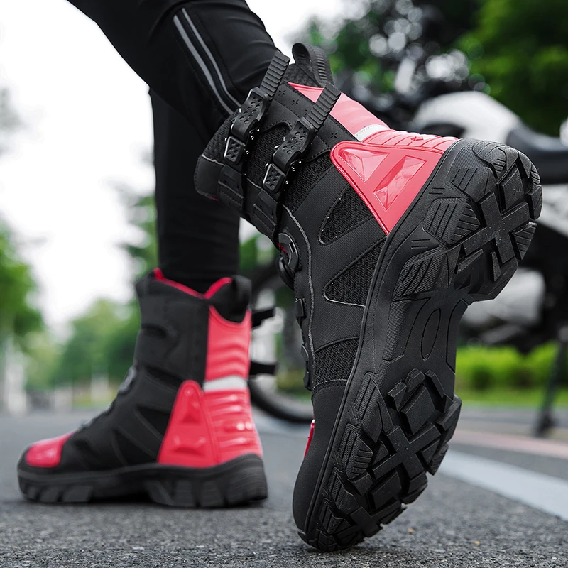 Motorcycle Boots Men's Mid-Calf Motocross Races Protective Breathable Non Slip Sports Shoes 1128