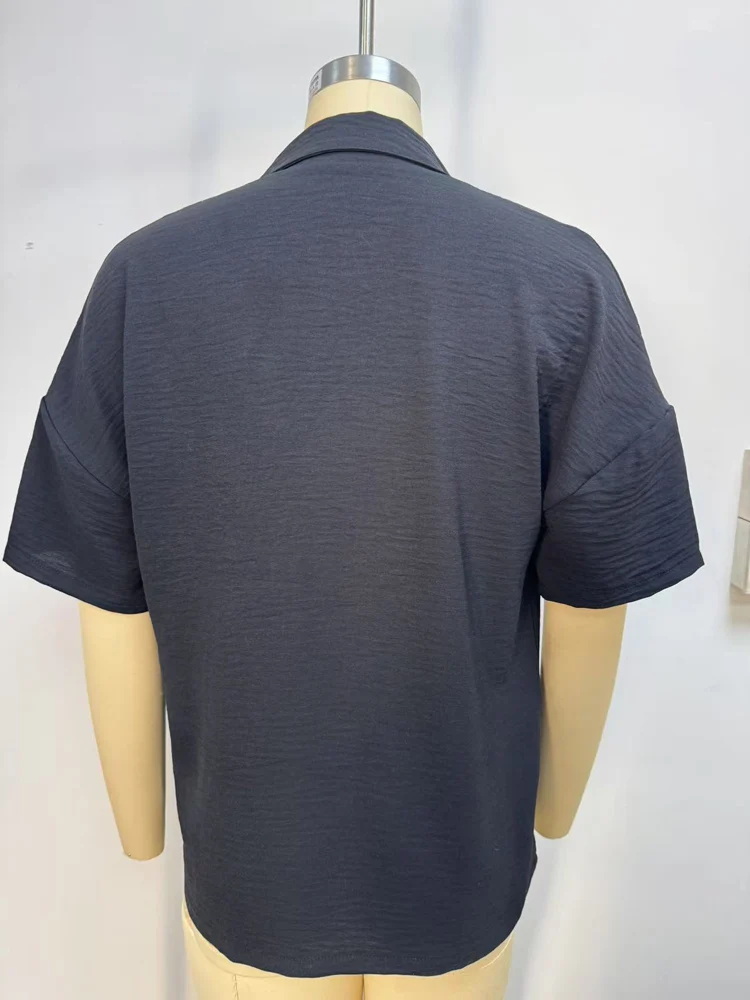 Women Loose Spring Summer Blouse Short Sleeve Pullover