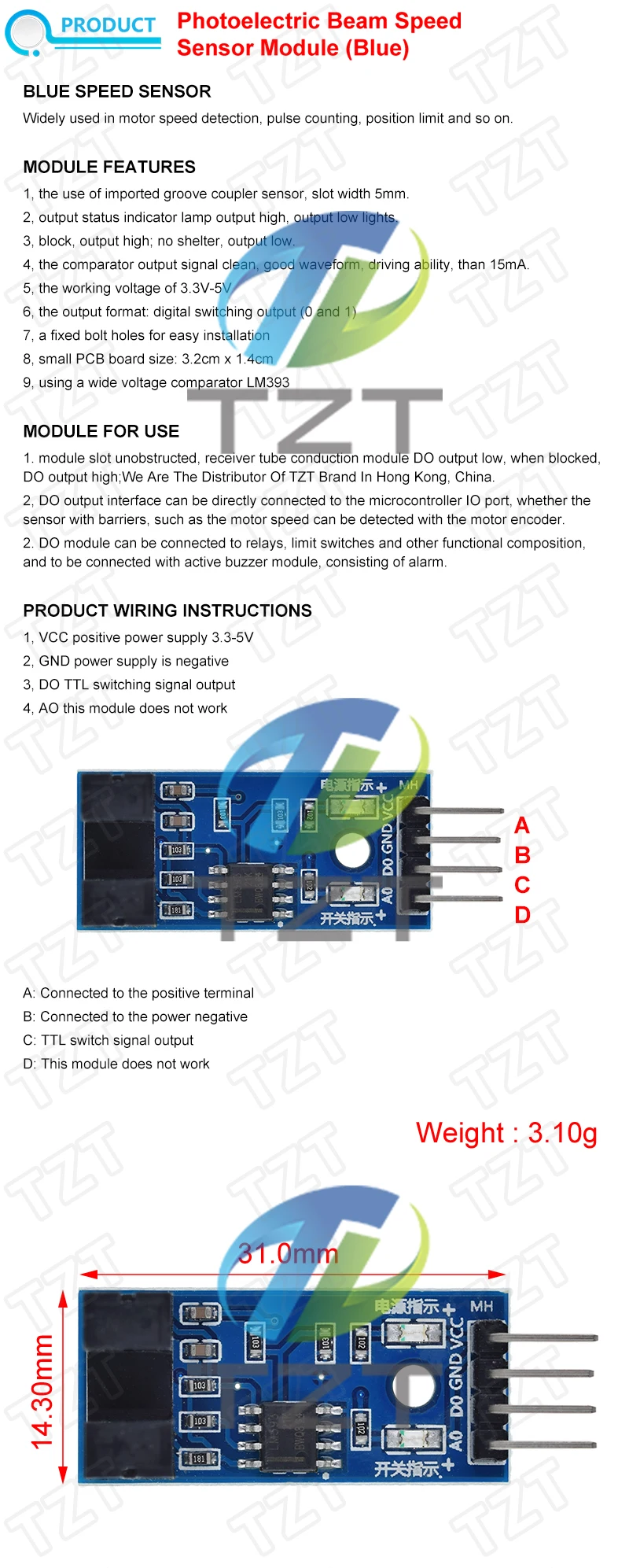 Photoelektrisches Strahlgeschwindigkeitssensormodul 3,3 V-5 V Schlitz-Optokoppler Tacho-Generator-Zähler für Arduino/51/AVR/PIC Diy Kit – Detail 1