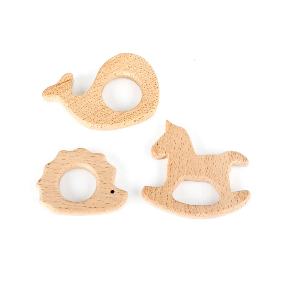 1pc Baby Teether Wooden Food Grade Cartoon Animals DIY Kids Teething Necklace Nursing Toy Natural Beech Wood Baby Rodent Teether teething toys baby teething toys