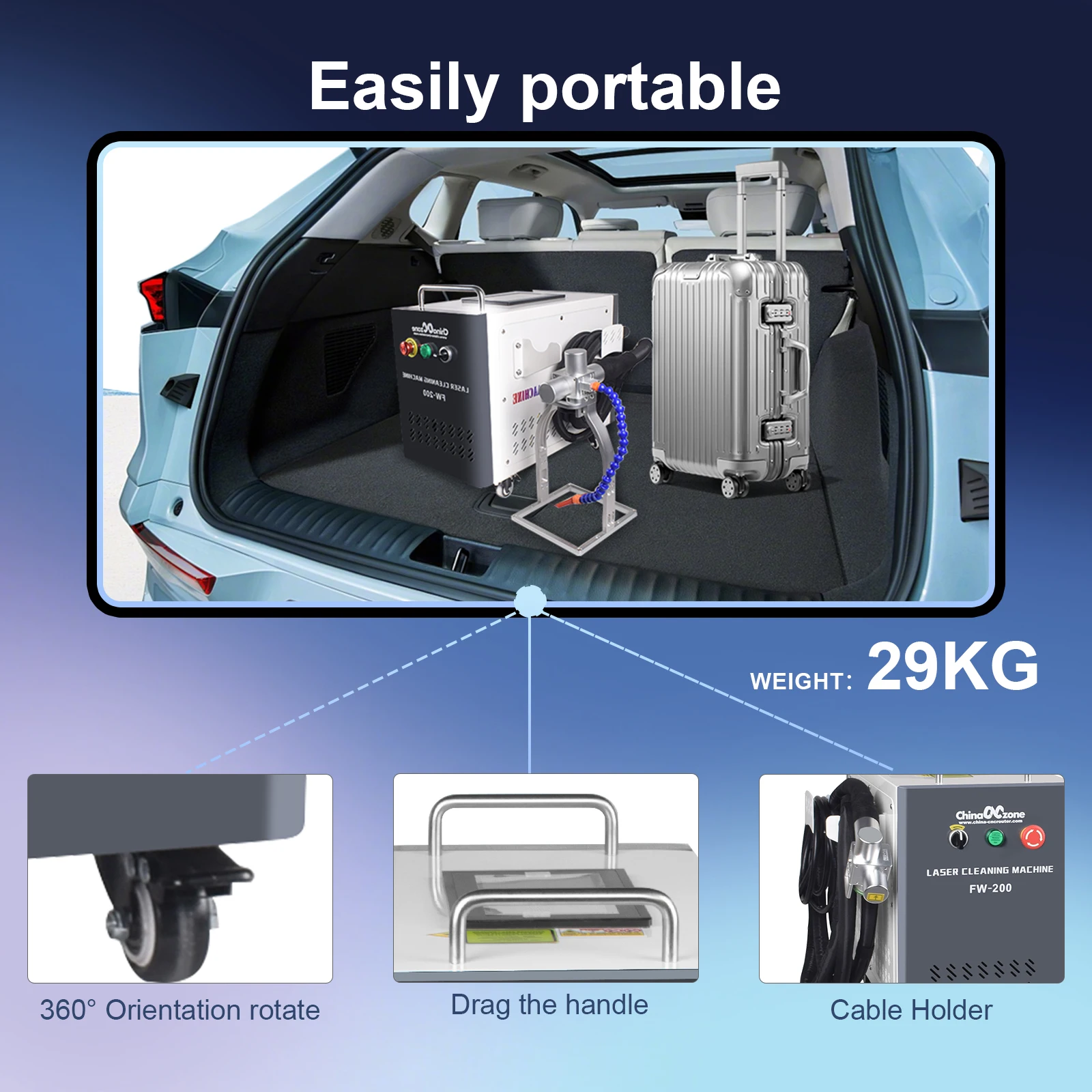 300W Pulse Laser Cleaning Machine 200W Air Cooled JPT Cleaner For Remove Rust Oil Paint Metal Wood Model Cleaner DDP