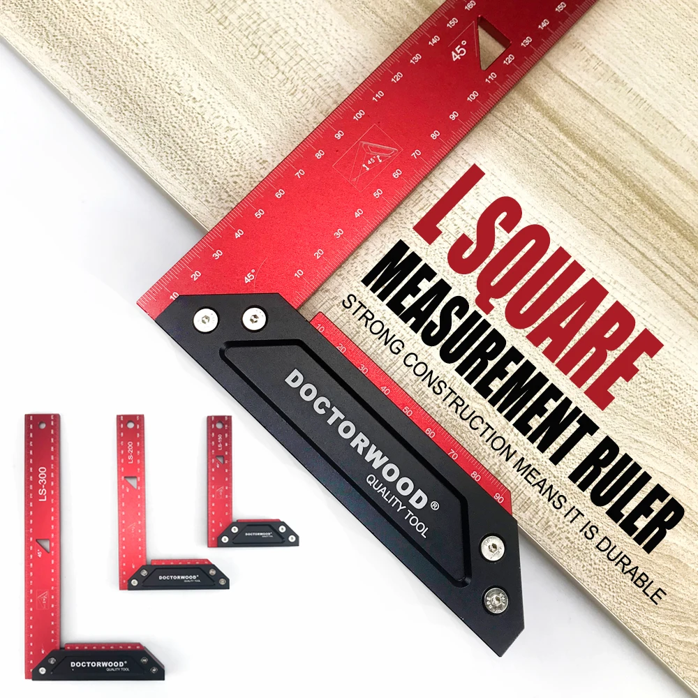 

Woodworking 45 Degree 150/200/300mm Precision L Square Measurement Ruler for Measuring and Marking Woodworking