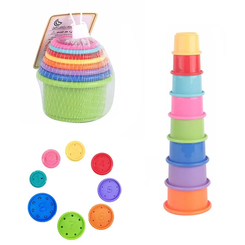 Cartoon Bear Stacking Ring Tower Building Block Montessori Stacking Nesting Circle Toy Early Education Plastic Cement