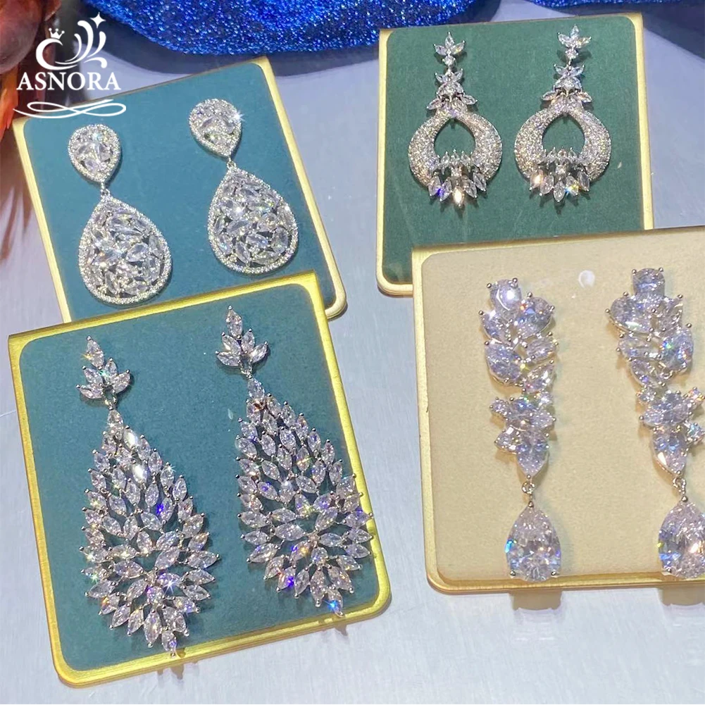Cubic Zirconia Drop Earrings Wedding Crystal Bridal Earrings Women