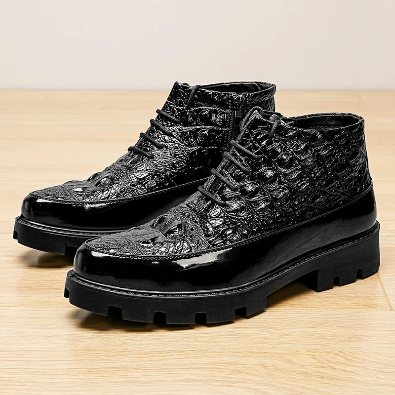 

Men's Leather Waterproof Lace Up Chukka Ankle Boots Oxford Dress Boots Casual Business Work Daily Shoes For Men