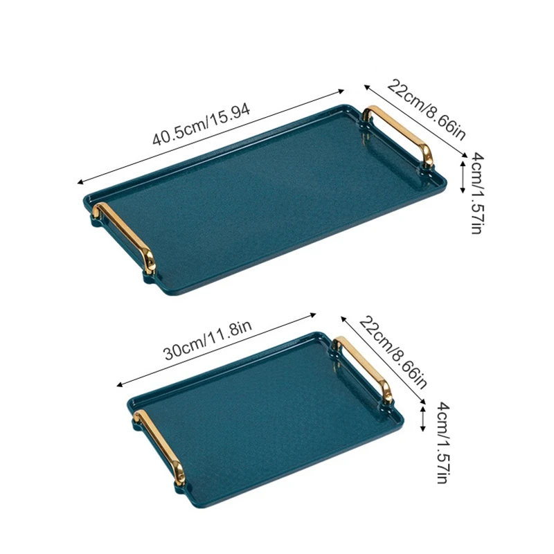 Storage tray Luxurious Rectangular Storage Tray Plastic Serving Tray with Handle Fruit Snacks Dessert Dinner Plate Tea Food Cosmetic Pan