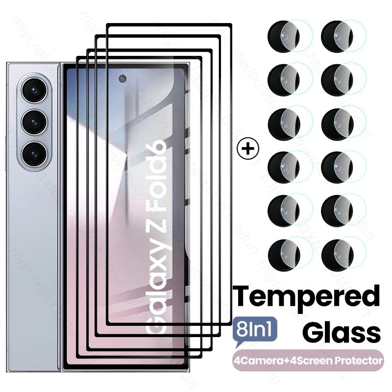 

Защитное стекло для камеры Samsung Galaxy Z Fold6 5G Glass 8 в 1 Sumsung Fold 6 2024 Защитная пленка для экрана из закаленного стекла ZFold6