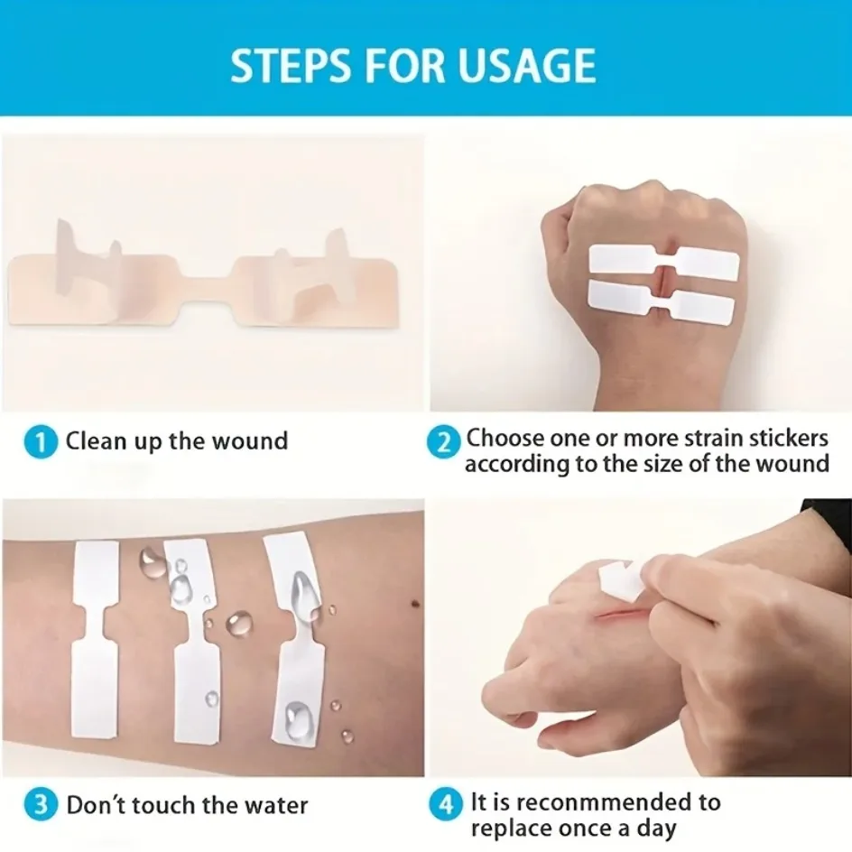 Butterfly Closure Bandage Strips showing adhesive and pad
