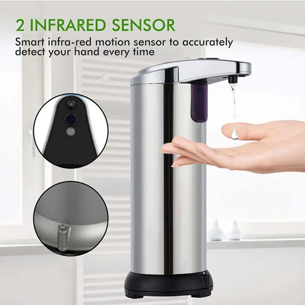 Smart Induction Soap Dispenser Stainless Steel Automatic Intelligent Liquid Soaps Container Large Foam Soaper For Bathroom 2