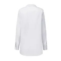 Slim Button White Shirt Women Fashion Tops Office Lady Shirt Loose Long Sleeve Blouse Female Ruched Lace Up Solid Blouse 18659 - Image 3