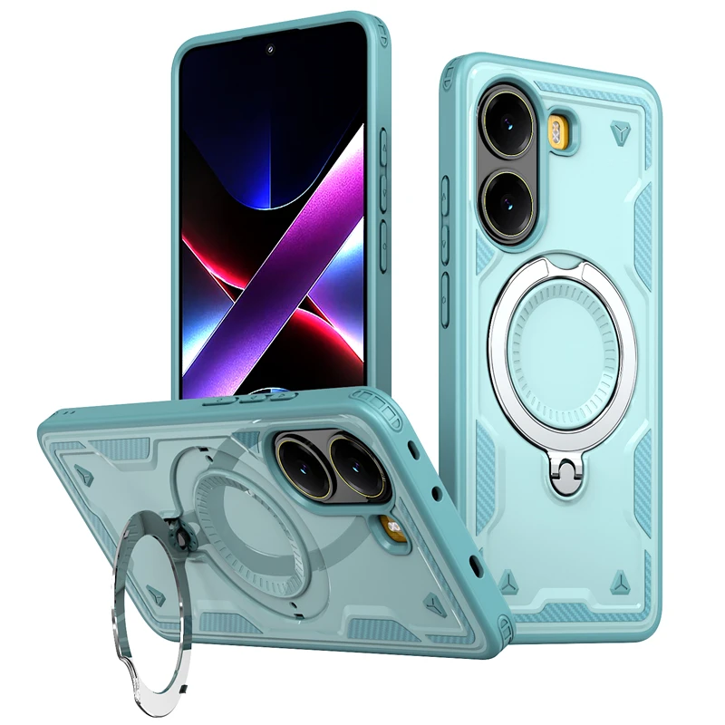 Shockproof Magnetic Bracket Phone Case with Armor Ring Holder and Stand - Military Grade Drop-Proof Protection