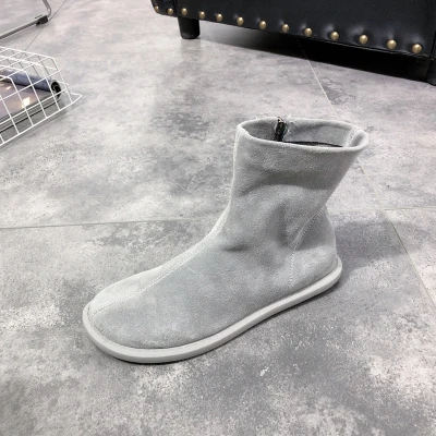 YeddaMavis Beige Women Boots Fashion New Genuine Leather Winter Mid-calf Boots Women Side-Zipper Candy-colored Boots Size 35-40