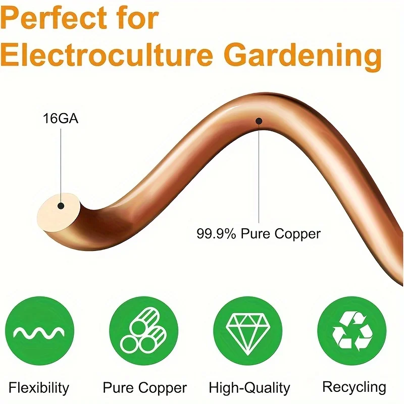6pcs, 12-inch Electroculture Plant Stakes, Long Copper Garden Stakes, Electroculture Copper Coil Antenna For Growing Gardens,