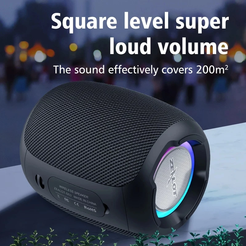 

Top S53 4400mAh Battery Portable Wireless Speakers High Power 20W Column HIFI Stereo Subwoofer Colorful Sound box Loudspeaker