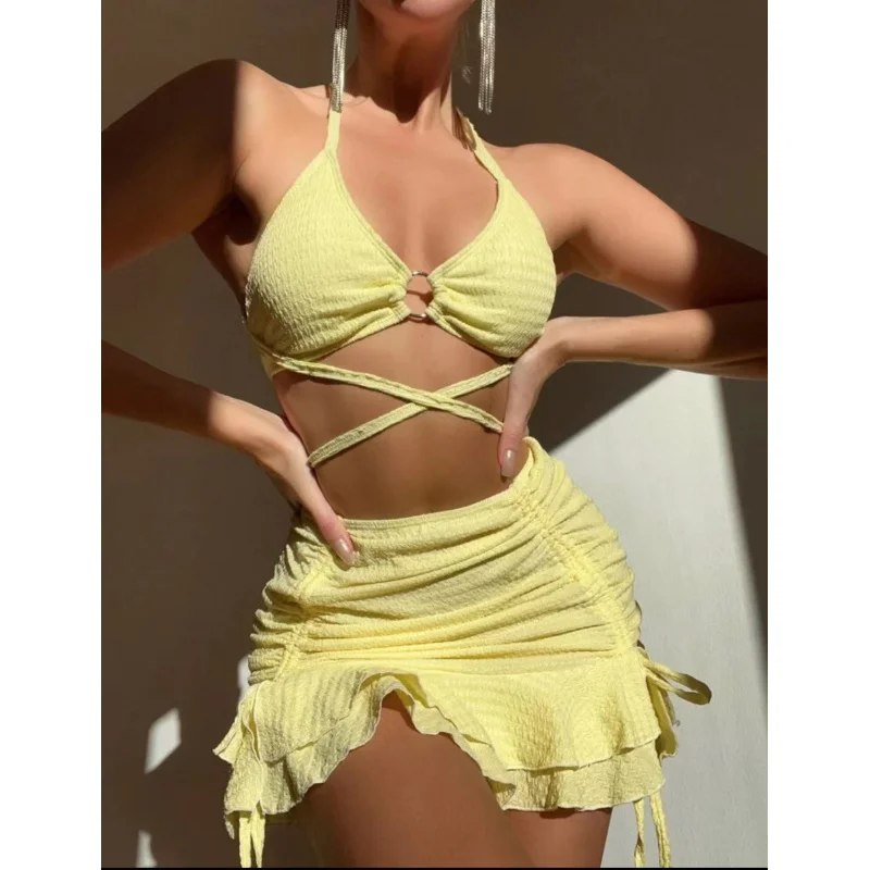 Processing Customization Swimsuit New Lady Sexy Three-Piece Set Beach Swimsuitbikini