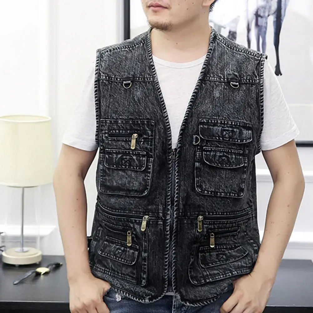 Men's vest Outerwear Denim Waistcoat Retro Denim Vest Men