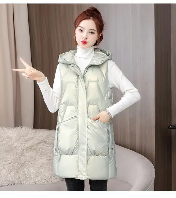 Glossy Sleeveless Puffer Jacket - Women - Ready-to-Wear