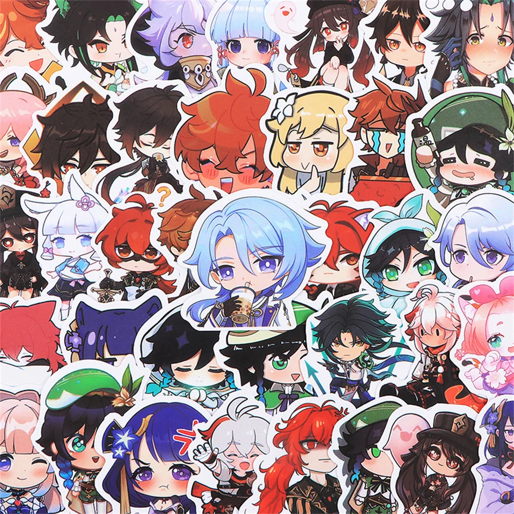 

10/30/50PCS New Genshin Impact Sticker Cartoon Creative Anime iPad Computer Car Guitar Notebook Decoration Waterproof Wholesale