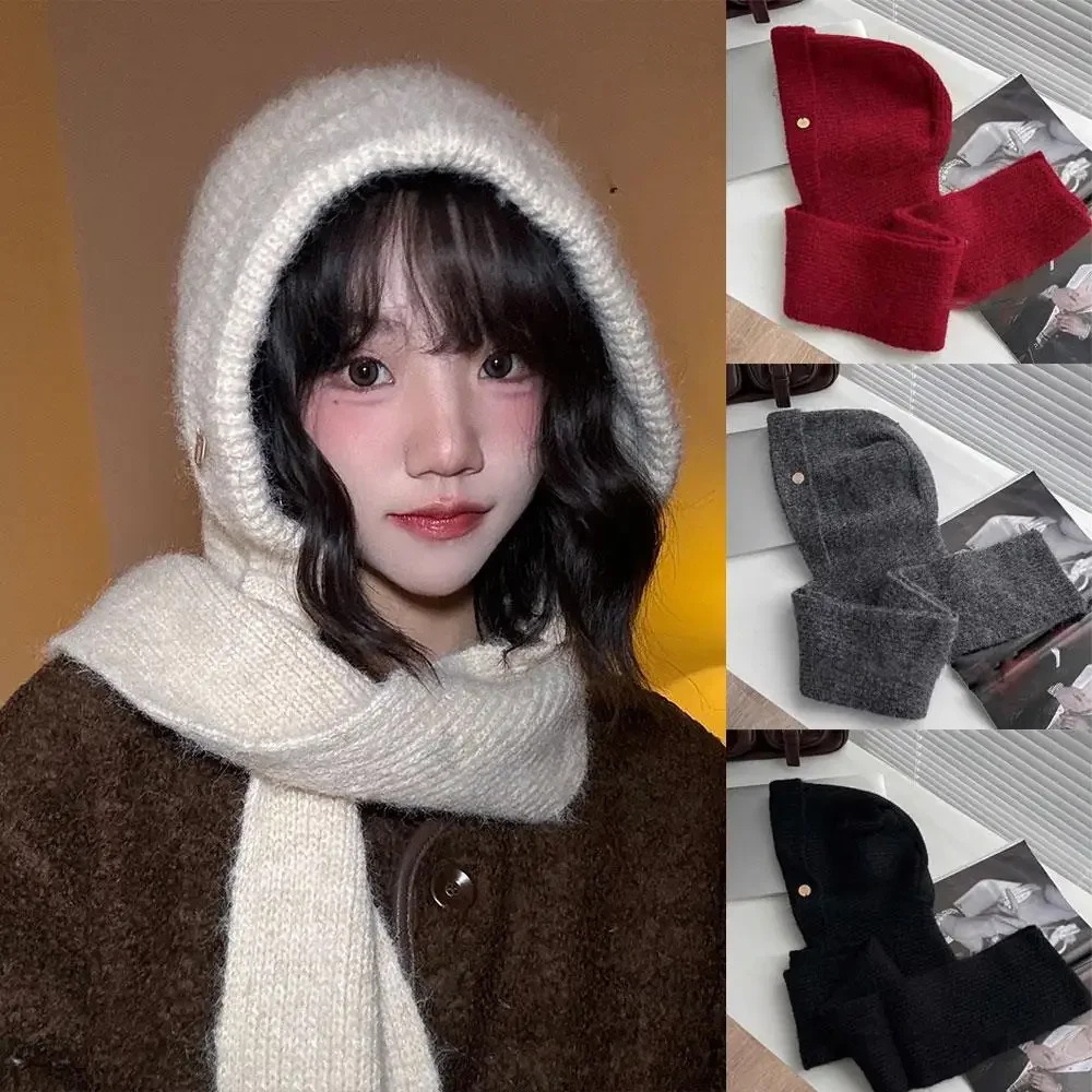 1pc Neck Collar Scarf Cap Hooded Hat Beanies Cap Balaclava Caps Bonnet Warm Winter Unisex Ski Beanie Cold Knitted Windproof Hats