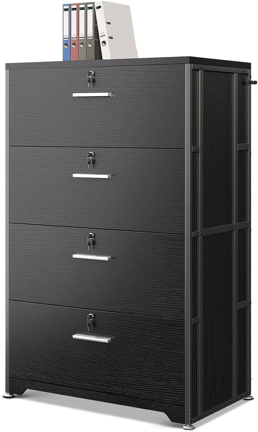 go cart™ mobile cart file cabinet office cabinet AODK File Cabinet Filing Cabinet for Home Office, Large File Cabinets with Lock, Office Storage Cabinet 4 Drawer for Legal/Lette