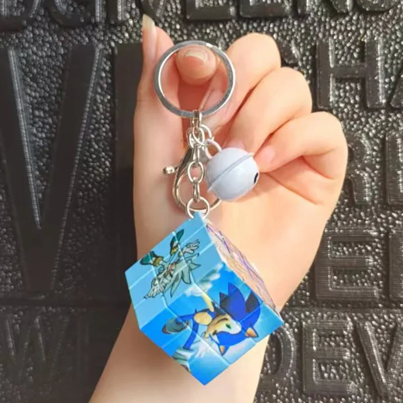 

Cartoon Rubik's Cube Keychain Sonic The Hedgehog Game Peripherals High-value Creative Versatile Fashion Bag Pendant Decoration