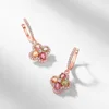 ALLNOEL Natural Tourmaline Dangle Earrings For Women Colorful Exquisite Four Leaf Clover Flower Rose Gold Jewelry Free Shipping 1