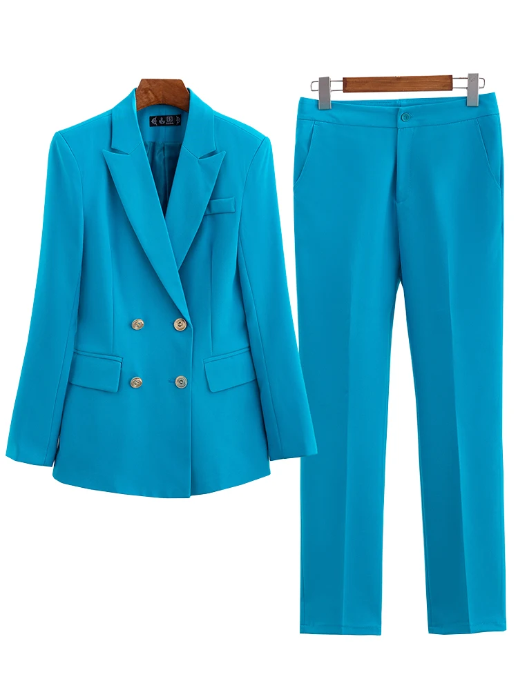 

Office Ladies Blazer Pant Suit Green Blue Apricot Black Women Female Business Work Wear Jacket and Trouser Formal 2 Piece Set