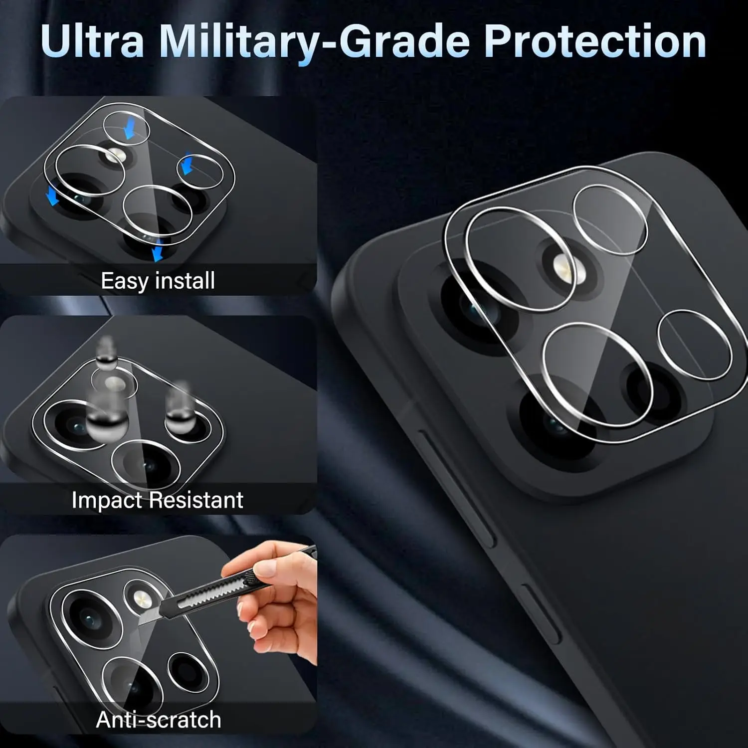 Ultra-Durable 2.5D 9H Tempered Glass Screen and Camera Lens Protector Film