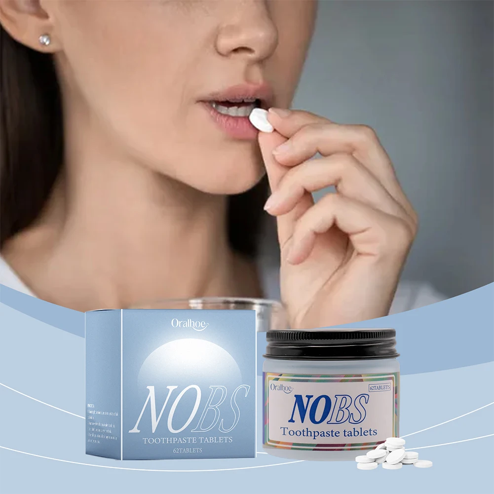 NOBS Toothpaste Tablets Nano Hydroxyapatite Flouride Free Eco & Travel Friendly Teeth Whitening Fresh Remove Smoke Stains