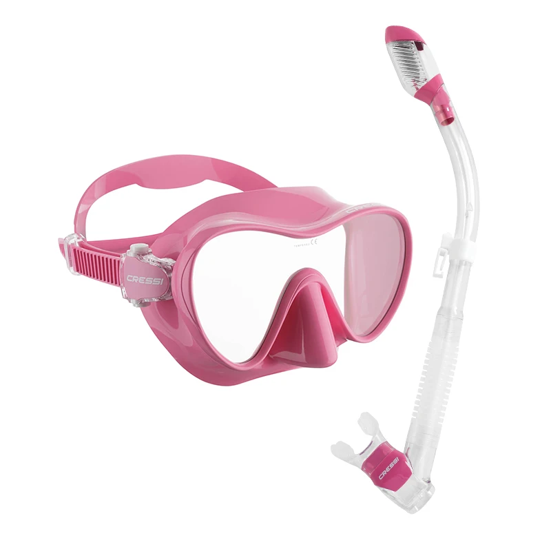 Cressi F1 Snorkeling Set Diving Mask Dry Snorkel Framless Shiny Silicone Scuba for Adults 5