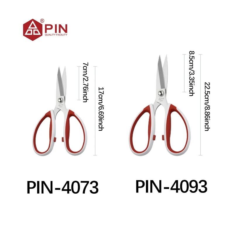 Tailor Scissors Sewing Shears Heavy Duty Stainless Steel 17cm/6.69in 22.5cm/8.86in Red ABS+TPF for Fabric Leather Crafts