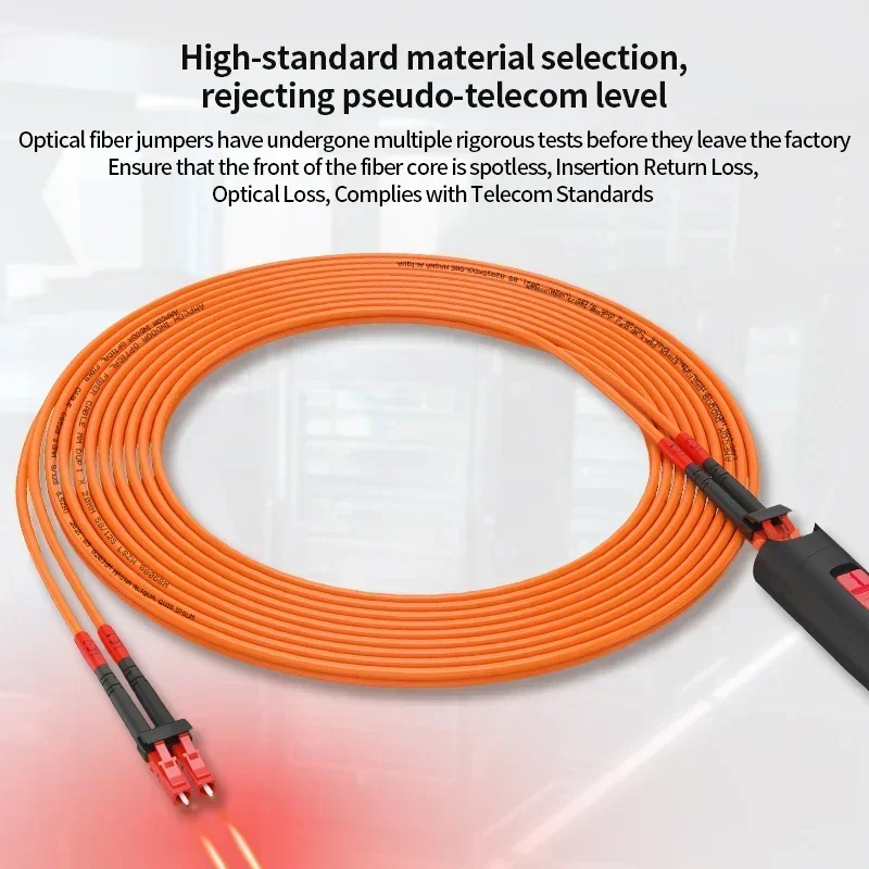 Fiber Optic Cable AMPCOM OM2 LC-LC UPC 50/125 Multimode Duplex LSZH Fiber Optic Patch Cable Fiber Optical Jumper Support Customization