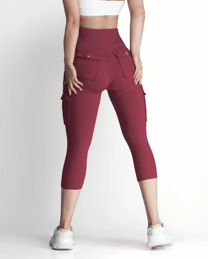 Women Trousers Yoga Pants 2024 Spring/summer Latest Solid Color Capris Pocket Design Skinny High Waist Daily Sports Active Pants