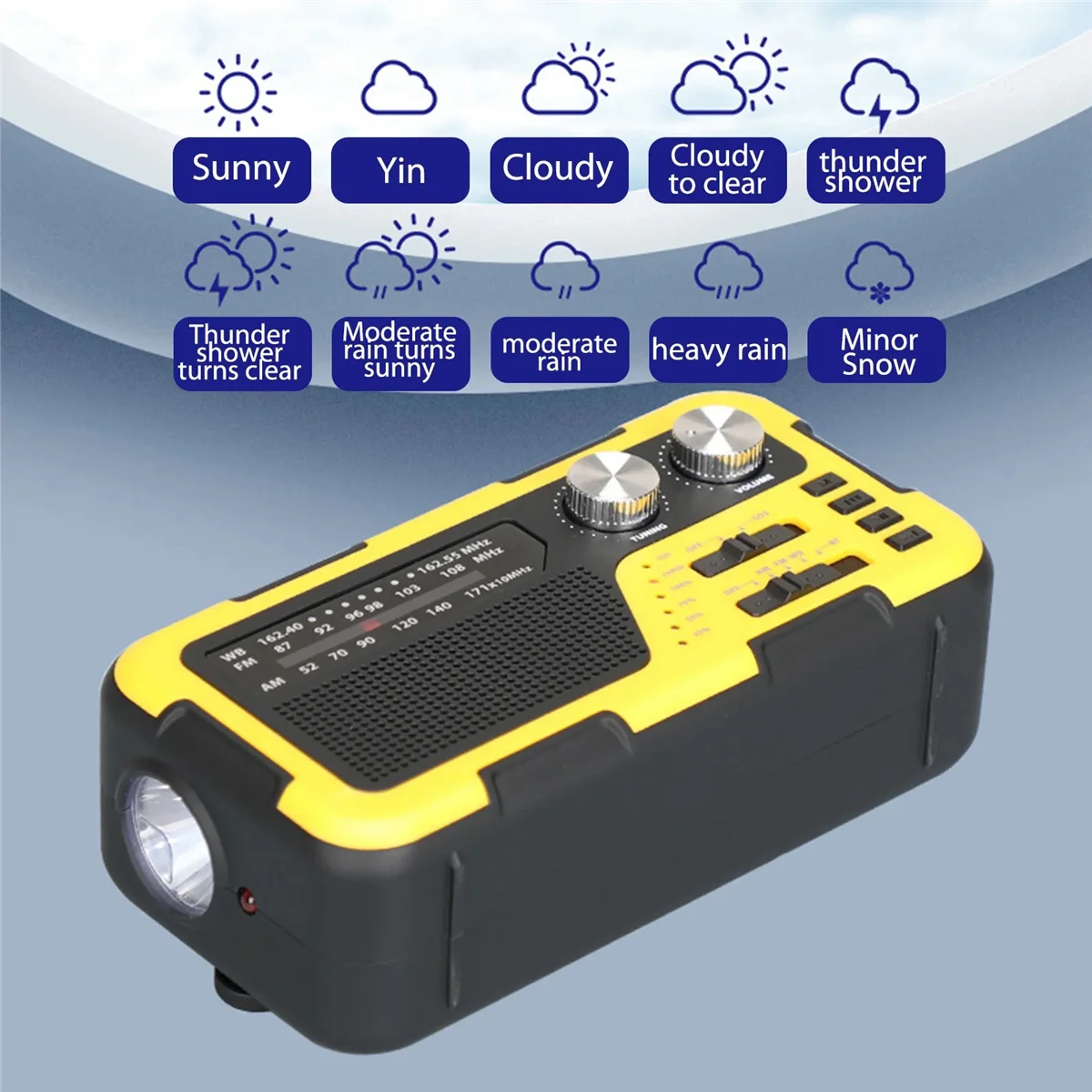 

USB Hand Crank Emergency Radio Solar Charging Radio Reading Light 4000MAh 3.5mm Headphone Jack for Outdoor Backpacking